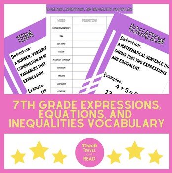 Preview of 7th Grade Expressions, Equations, and Inequalities Vocabulary