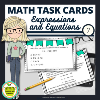 Preview of Math Task Cards | Expressions and Equations