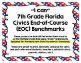 7th Grade Florida Civics Benchmarks - "I Can" Statements - New!