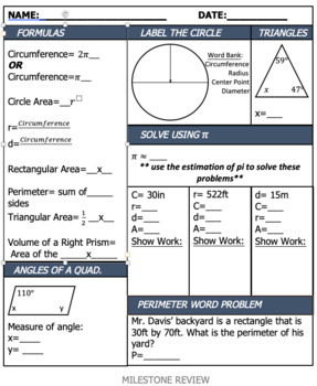 7th Grade Geometry Milestone Review By Austin Davis Tpt