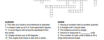 Preview of 7th Grade Geometry Vocabulary Crossword - scaffolded, with key