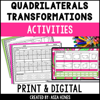 Preview of 7th Grade Geometry Quadrilaterals Transformations Math Worksheets Translations