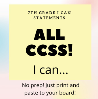Preview of 7th Grade I Can Statements for students AND Teachers