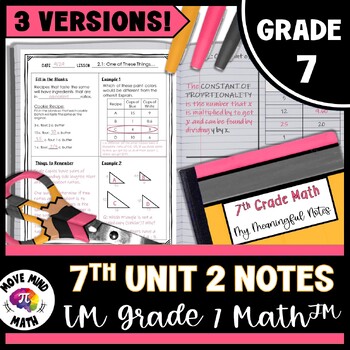 Preview of 7th Grade Unit 2 Notes: Building Thinking Classrooms IM Grade 7 Math™ Proportion