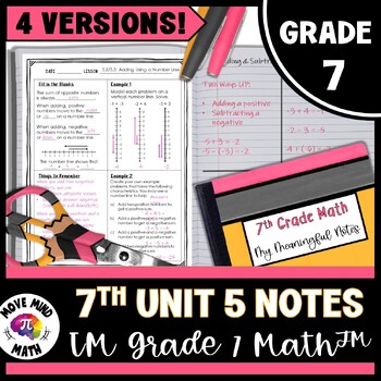 Preview of 7th Grade Unit 5 Notes: Building Thinking Classrooms IM Grade 7 Math™ Rational