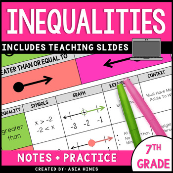 Preview of Solving Inequalities - Writing and Graphing Guided Notes and Practice Worksheets