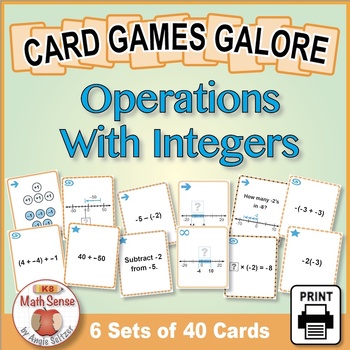 Preview of 7th Grade Integer Operations with Models: 6 Math Card Games | Number Sense