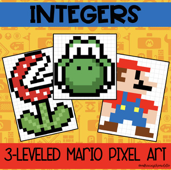 Preview of 7th Grade Integers/Number Systems 3-Leveled Mario Pixel Art | Middle School