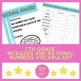 7th Grade Integers and Rational Numbers Vocabulary