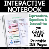 Seventh Grade Math Expressions, Equations and Inequalities Interactive Notebook