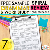 7th Grade Language Spiral Review & Weekly Quizzes | FREE