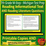 7th Grade M-Step Test Prep Reading Print & SELF-GRADING GO