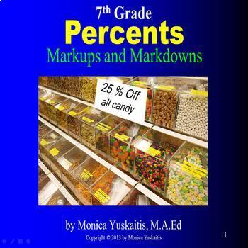 Preview of 7th Grade - Markups and Markdowns (Percents) Powerpoint Lesson
