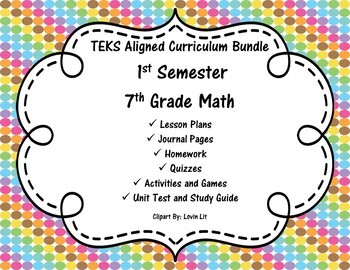 Preview of 7th Grade Math - 1st Semester - Curriculum Bundle - TEKS