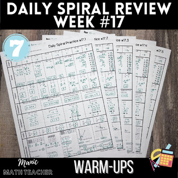 Preview of 7th Grade Math - 5 Day Daily Spiral Review #17