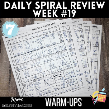 Preview of 7th Grade Math - 5 Day Daily Spiral Review #19