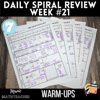 Preview of 7th Grade Math - 5 Day Daily Spiral Review #21