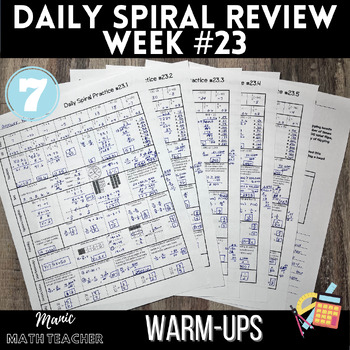 Preview of 7th Grade Math - 5 Day Daily Spiral Review #23