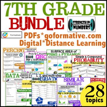 Preview of 7th Grade Math 7 Complete Year of PDF goformative.com BUNDLE