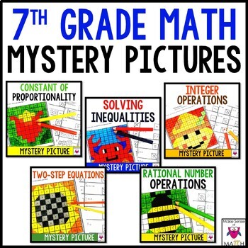 Preview of 7th Grade Math Coloring Activities | Mystery Pictures | Fun Worksheets