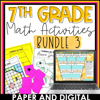 7th Grade Math Activity Bundle 3 Digital and Print by Jessica Barnett Math