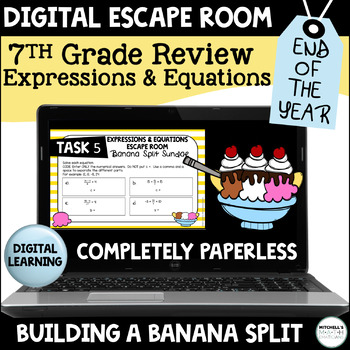 Preview of 7th Grade Math Activity Digital Escape Room - Expressions and Equations