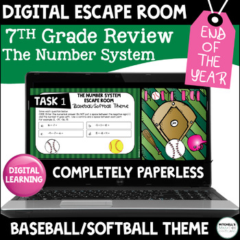 Preview of 7th Grade Math Activity Digital Escape Room - The Number System