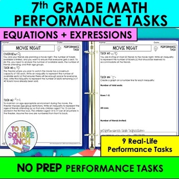 Preview of 7th Grade Math Algebra Performance Tasks