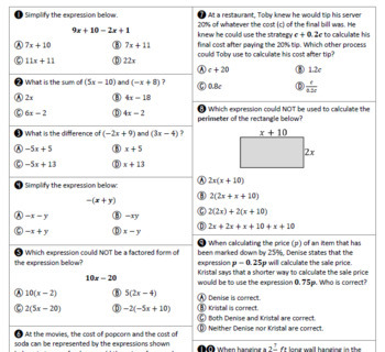 7th grade math all year review packet study guide test