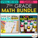 7th Grade Math BUNDLE | Spiral Review, Games & Quizzes for