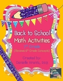7th Grade Math Back to School Activities
