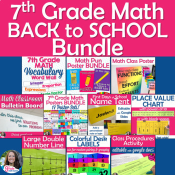 Preview of 7th Grade Math Back to School Essentials Starter Kit for New Teachers