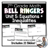 7th Grade Math Bell Ringers - Equations and Inequalities