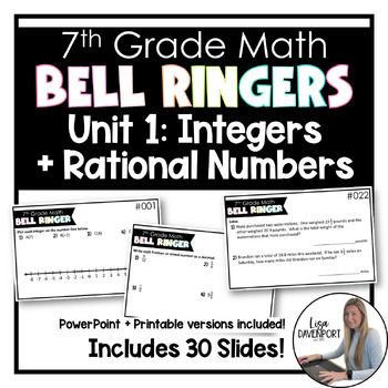 Preview of 7th Grade Math Bell Ringers - Integers and Rational Numbers