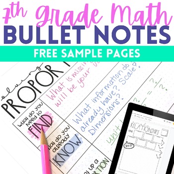 Preview of 7th Grade Math Bullet Notes SAMPLE PAGES