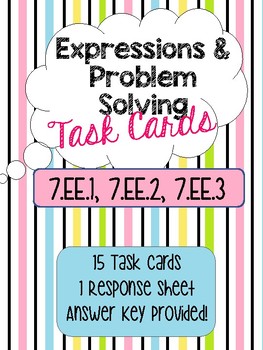 Preview of 7th Grade Math COMMON CORE Expressions Task Cards