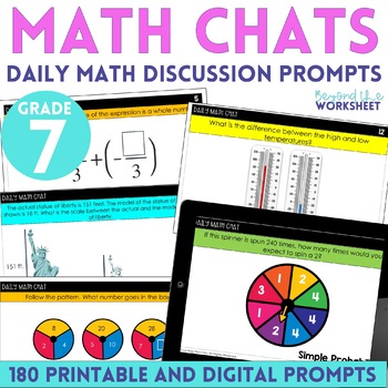 Preview of 7th Grade Math Chats - Daily Math Problems