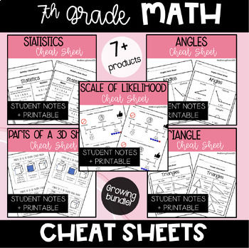 Preview of 7th Grade Math Cheat Sheets BUNDLE