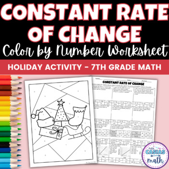 Preview of 7th Grade Math Christmas Activity Constant Rate of Change Coloring Worksheet