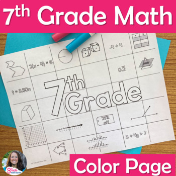 7th Grade Math Color Page for Back to School Notebook or Binder Cover