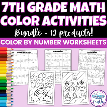 Preview of 7th Grade Math Coloring Activity Worksheets BUNDLE