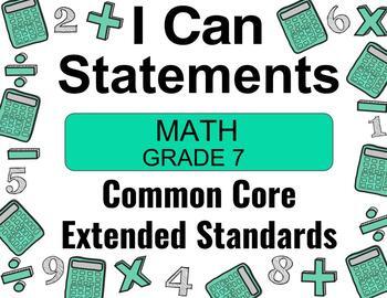 Preview of 7th Grade Math Common Core I CAN Statements Posters | Special Education
