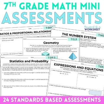 Preview of 7th Grade Math Mini Assessments | Test Prep | Skills Review