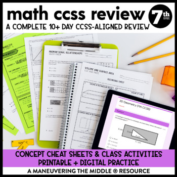 Preview of 7th Grade Math Review | CCSS Test Prep | End of Year Math Review | Exam Prep