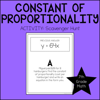 Constant of Proportionality Activity   Independent Practice 7th Grade