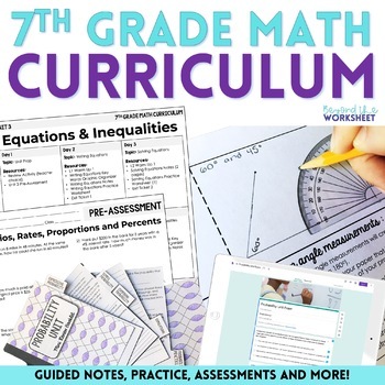 Preview of 7th Grade Math Curriculum: Comprehensive, Engaging & Standards-Aligned