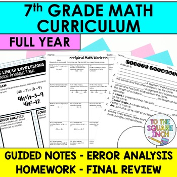 Preview of 7th Grade Math Curriculum | 7th Grade Notes | Homework | Activities