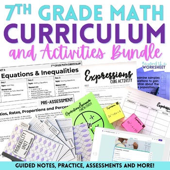 Preview of 7th Grade Math Curriculum Bundle with Supplemental Activities