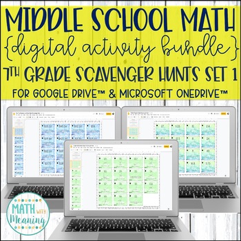 Preview of 7th Grade Math DIGITAL Scavenger Hunt Bundle Set 1 for Google Drive and OneDrive