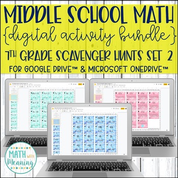 Preview of 7th Grade Math DIGITAL Scavenger Hunt Bundle Set 2 for Google and OneDrive